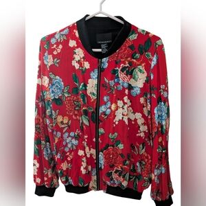 Cynthia Rowley Vibrant Floral Bomber Jacket